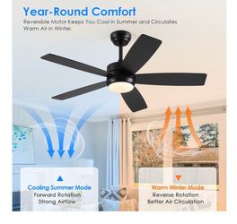 46 Inch Ceiling Fans with Lights and Remote Modern Indoor Outdoor Ceiling Fan for Bedroom Living Room, Reversible Quiet DC Motor, Dimmable LED Light, 
