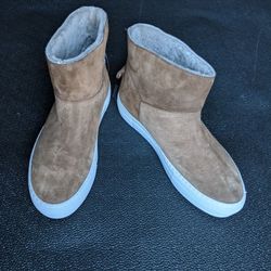 BOEMOS Women's Slip-On Platform Winter Sneakers All Natural Leather and Real Fur Size 39 EUROPEAN, 6.5-7 US Handmade in Italy
