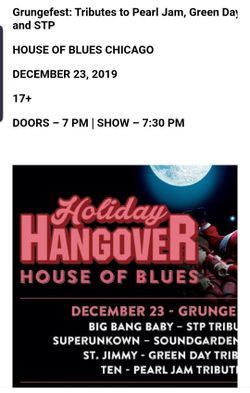 house of blues 12/23 2 tickets grungefest