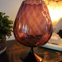 Vtg 12.5" Italian Empoli Red Opaline Footed Art Glass Vase