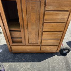 Solid Wood 9 Drawer Tall Dresser TV Stand Heavy N Sturdy All Drawers Open N Close