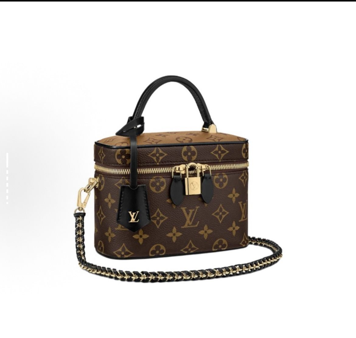 LOUIS VUITTON Vanity All-match Portable Old Flower Chain Coated Canvas Calfskin Trim Dressing Bag Handbag Single Shoulder Crossbody Makeup (595)61