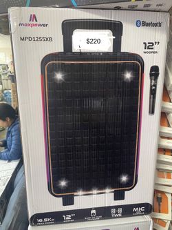 MPD1255XB - 12" Woofer Portable Bluetooth speaker with extra bass and one wireless mic.