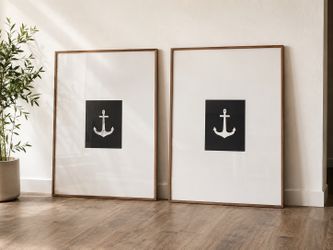 Two Large Coastal Abstract Painting Decor Matching Set