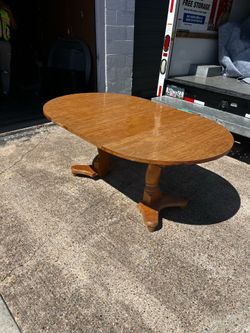 Vintage Solid Wood Dining Table Set – 5 Matching Chairs – Expandable Drop Leaf
