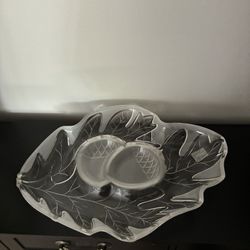 Gorham Harvest Bounty Crystal Chip and Dip Tray 