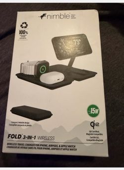 Nimble FOLD 3-in-1 Wireless Charging Station, Qi2-Certified, USB-C Cable