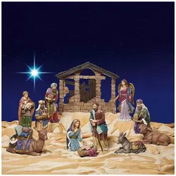 Christmas Nativity Scene Figurine Set with Stable