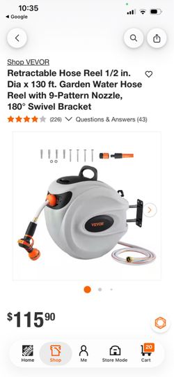VEVOR Retractable Garden Hose Reel 130 ft