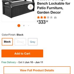 80 Gal. Black Resin Outdoor Storage Bench Lockable for Patio Furniture, Garden Decor