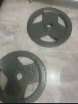 Cash only no Zelle Brand new in box pair of 45lb Olympic weights plates total 90lb have same style if needed more than one pair have 4 pairs added pri