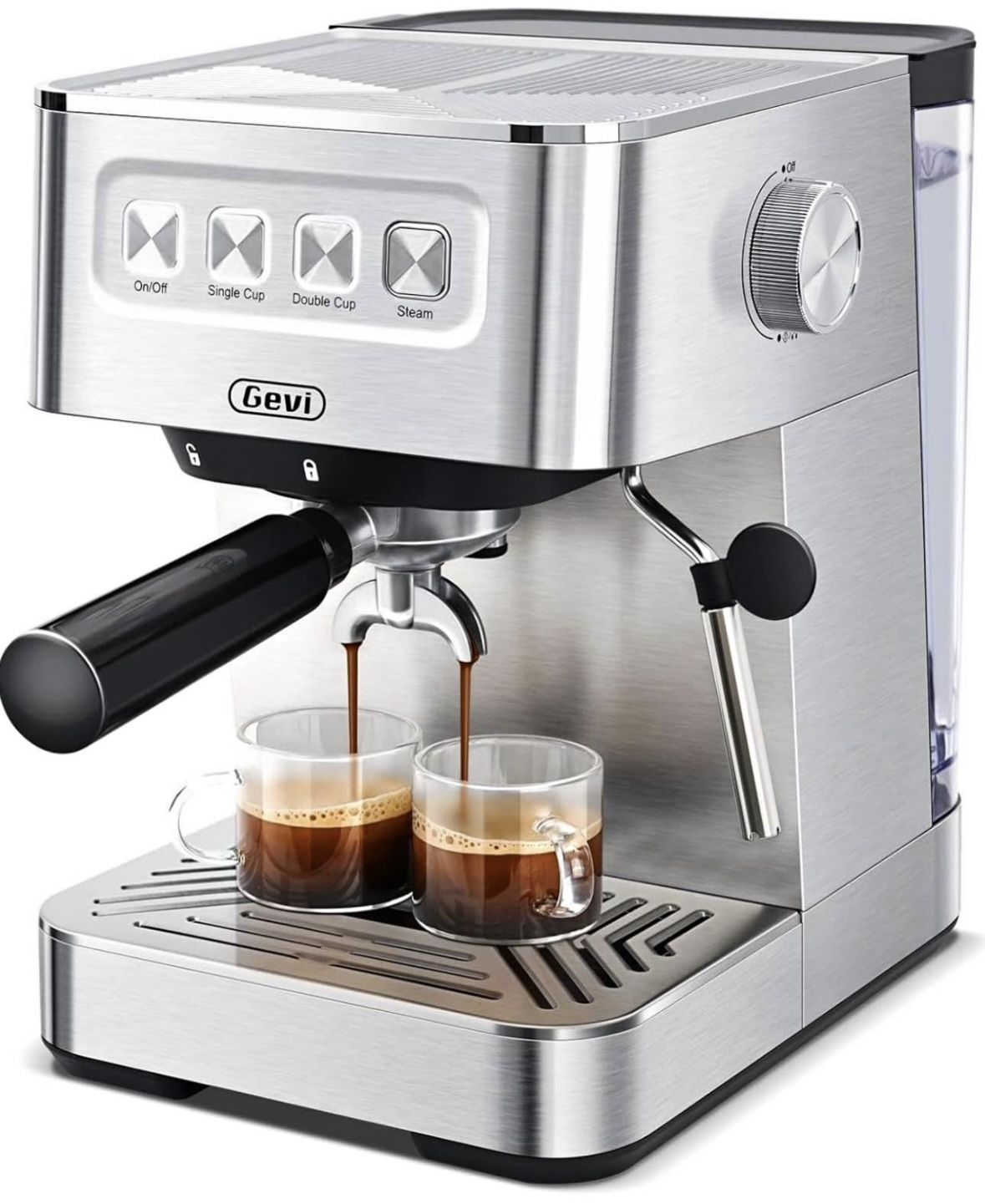20 Bar Espresso Machine with Steam Milk Frother, Compact Stainless Steel Coffee Maker for Home
