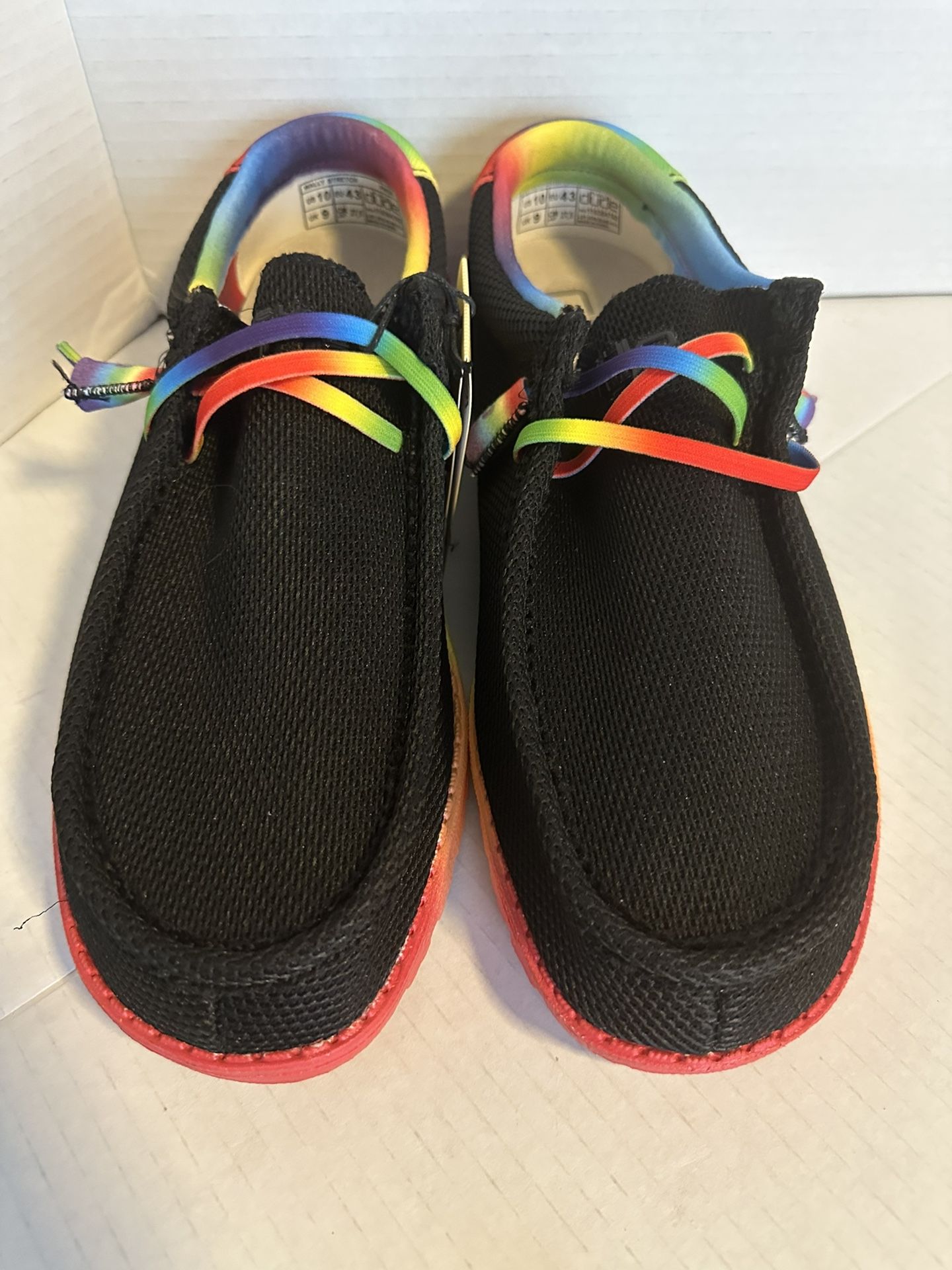 Hey Dude Men’s 10 Black Sneakers with Rainbow Trim Rainbow Hey Dudes - Etsy main image 3