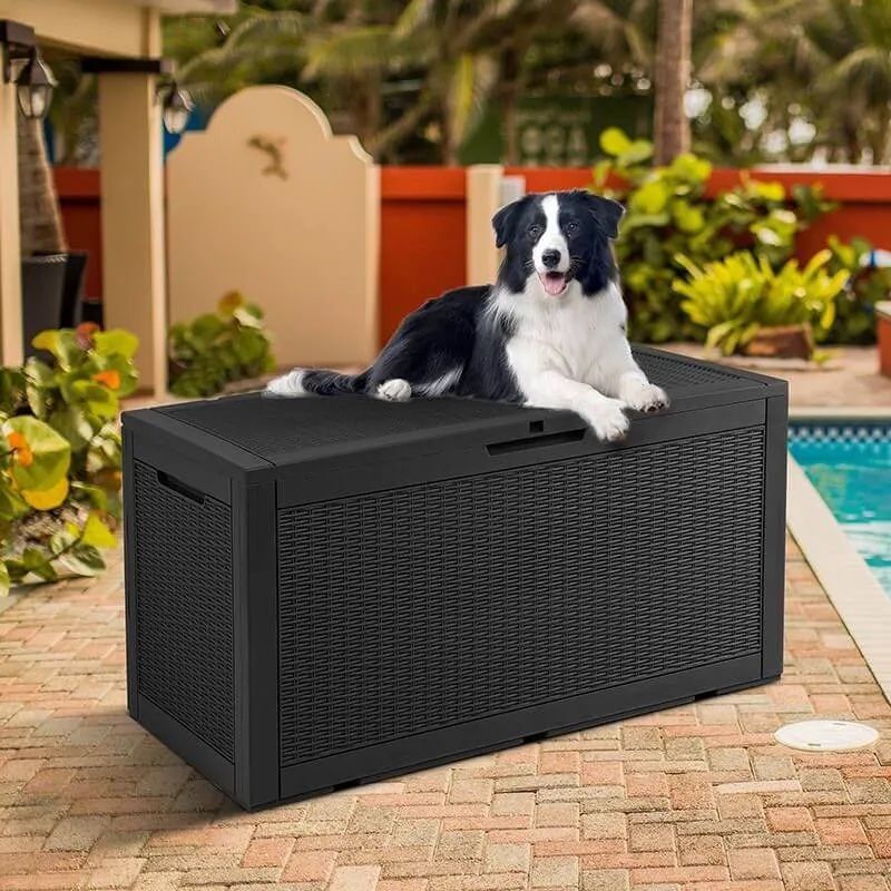 150 Gallon Large Resin Deck Box, Outdoor Storage Container for