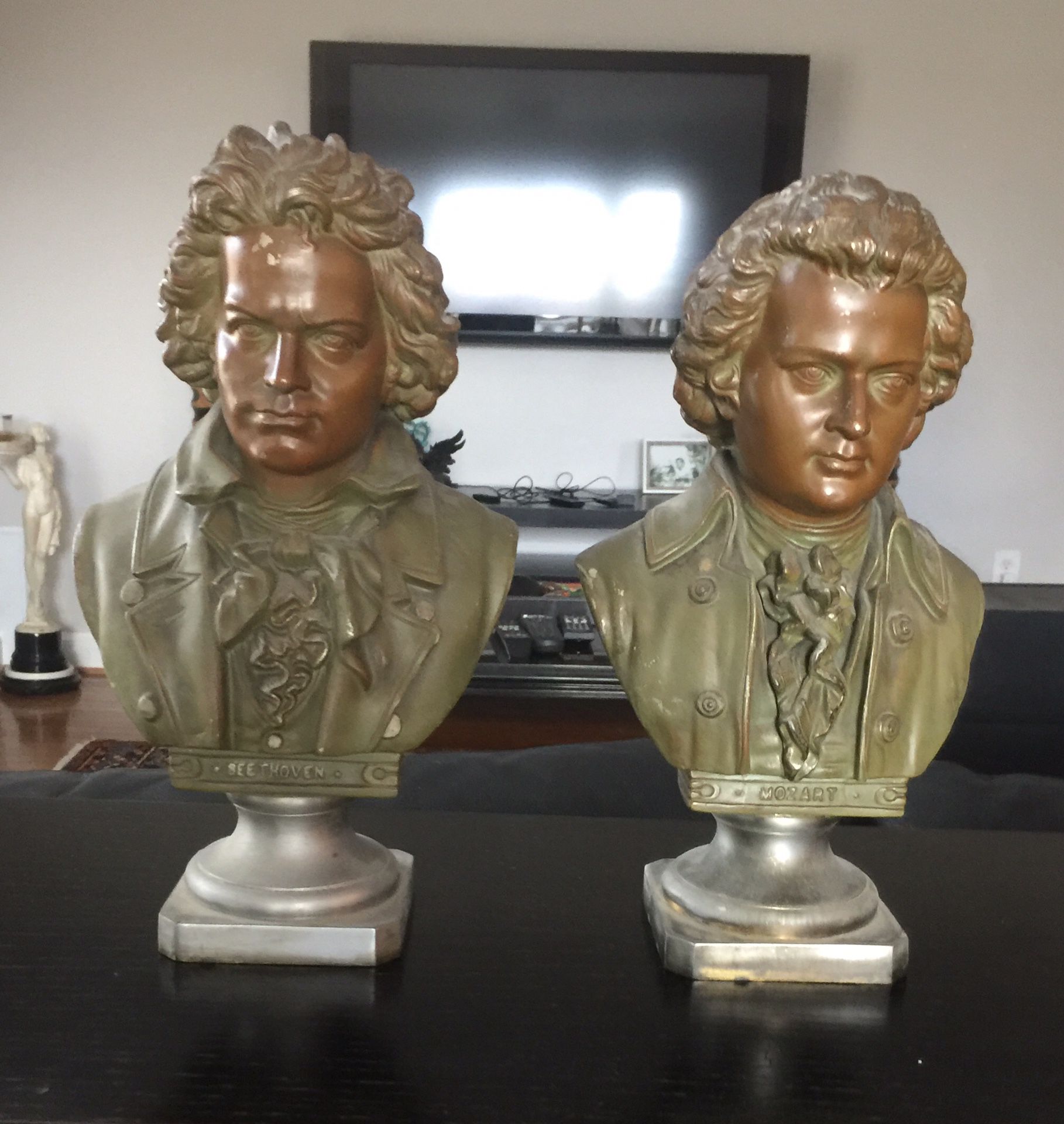 Cast Iron Busts of Beethoven and Mozart