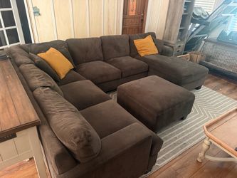 Brown sectional couch