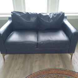 Vegan Leather Loveseat Blue