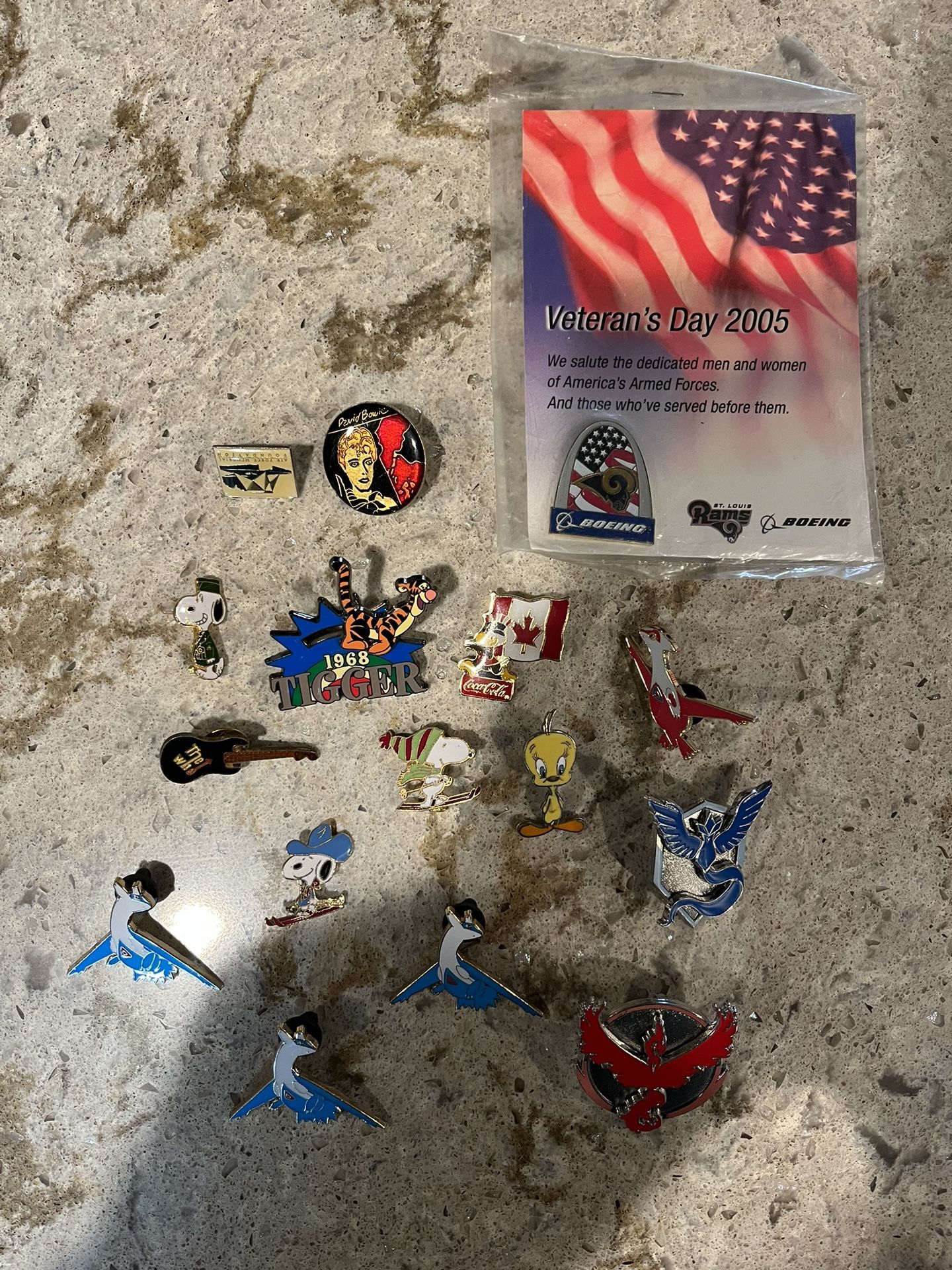 Pins - $5 each. Band, Disney, Pokemon