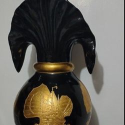VINTAGE BLACK - GOLD CERAMIC/PORCELAIN VASE 24"×16"