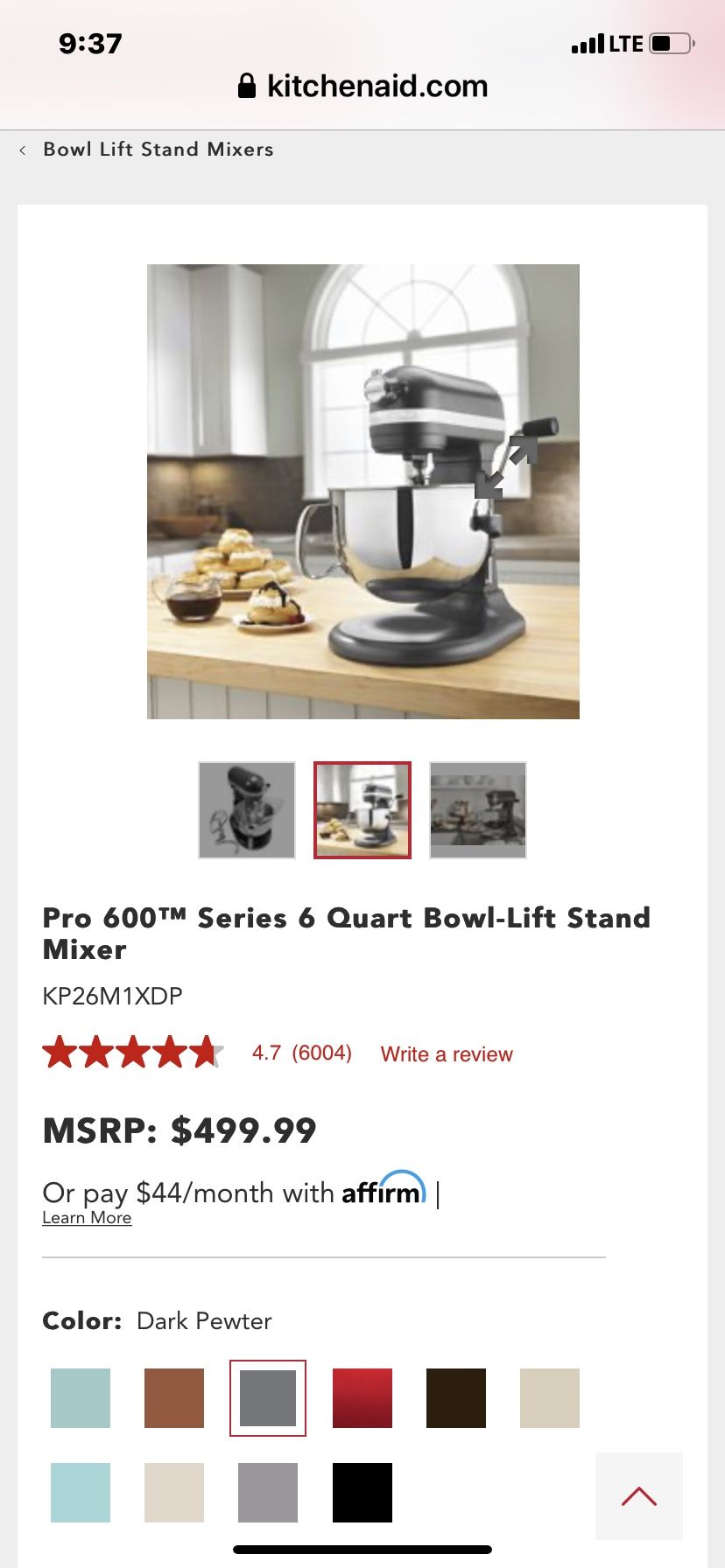KitchenAid Pro 600 Series 6 Quart Bowl-Lift Stand Mixer