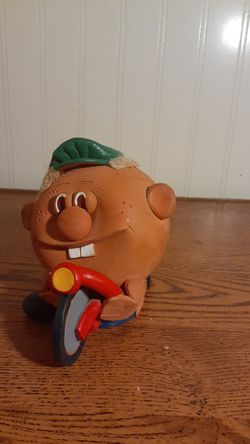 Vintage Clay Funny Face Money Bank 5" Tall