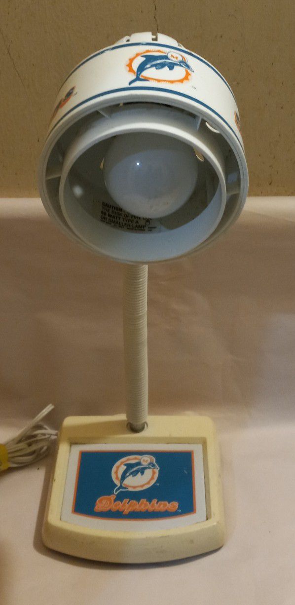 Vintage NFL 1980s Miami Dolphins Football Table Lamp 
