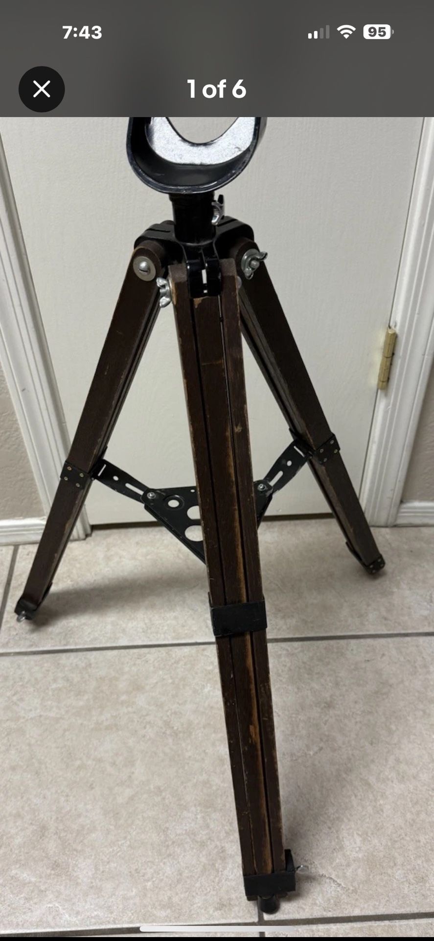 Vintage Wooden Metal Telescope Stand Folding Stand Adjustable DIY Project