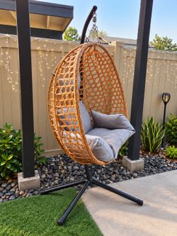 Hanging Egg Chair with Stand & Cushions