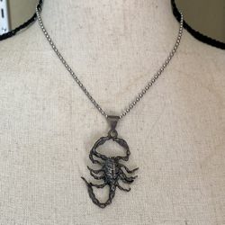 2" Pewter Metal Scorpion Scorpio Pendant Zodiac Charm w/ ball chain
