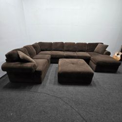 VERY COMFORTABLE Clean Brown Sofa Couch Sectional & Ottoman - Can Deliver!