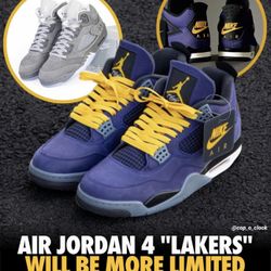 Jordan 4s Lakeshow Sz 6y And 10 Men Available 