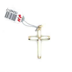 14kt Gold Rounded Mother Of Pearl Jade Cross 1.6grams 153497 7