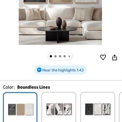 Large Framed Black and White Neutral Abstract Wall Art for Living Room, 3 Piece Boho Canvas Prints Paintings Artwork for Walls, Minimalist Geometric P