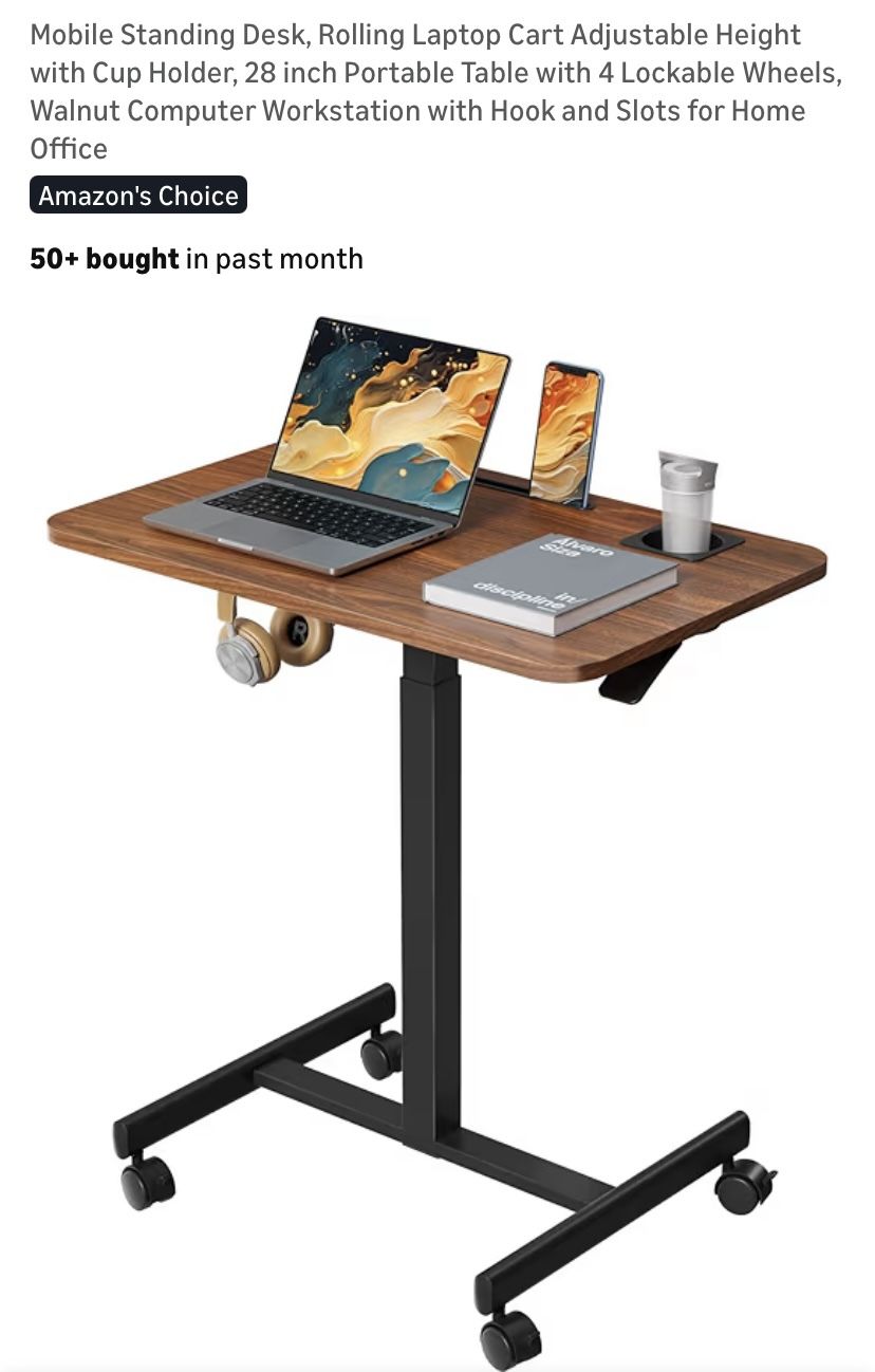 PENDING PICK UP…. Mobile Standing Desk, Rolling Laptop Cart - NEW