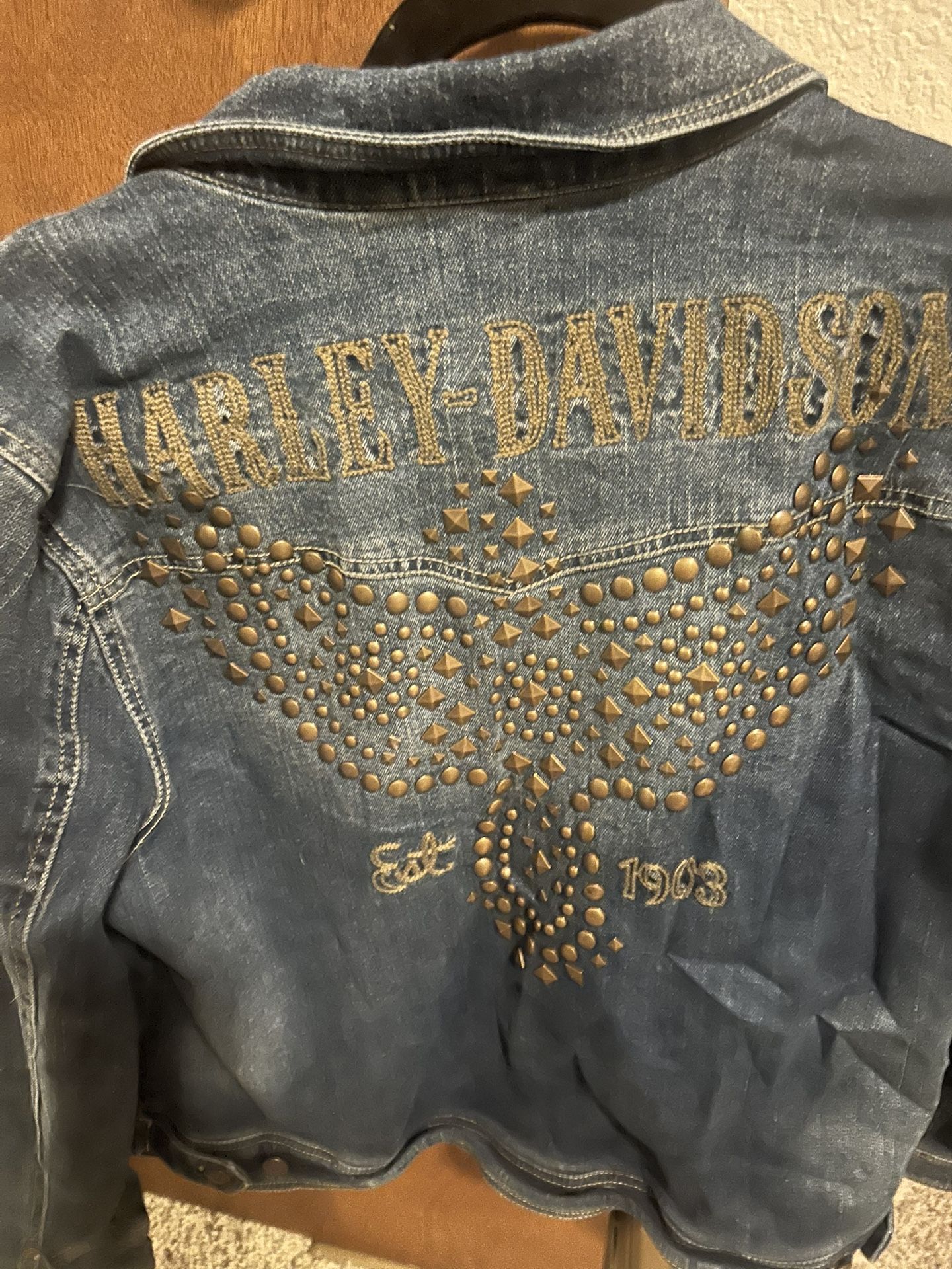 Denim Studded Harley Davidson Jacket