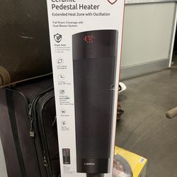 Lasko Ceramic Pedestal Heater with Remote Control: 1500W, Adjustable Thermostat, Portable, LED Display, ETL Listed