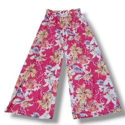 West Loop Pants Size Medium W27"L29" Palazzo Pants Elastic Waist Wide Leg Floral