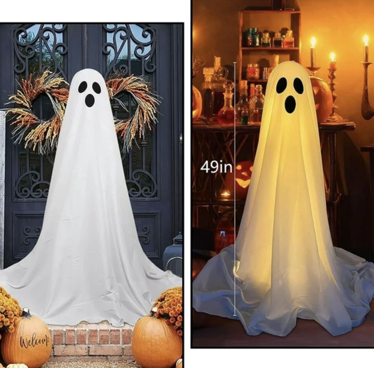 Adorable TWO (2) DIY Easy up Adjustable Light Up Ghost