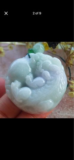 Certificate Jadeite Jade Myanmar Burmese Green Pendant Dragon Pi Xiu