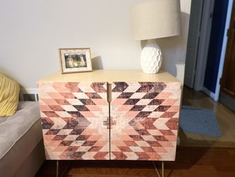 🌿 Holli Zollinger Native Coral Diamond Credenza – Deny Designs (Gold Base)