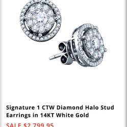 1CTW Diamond Earrings- Unisex