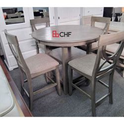 5 Pc Counter Height Round Dining Table Set  