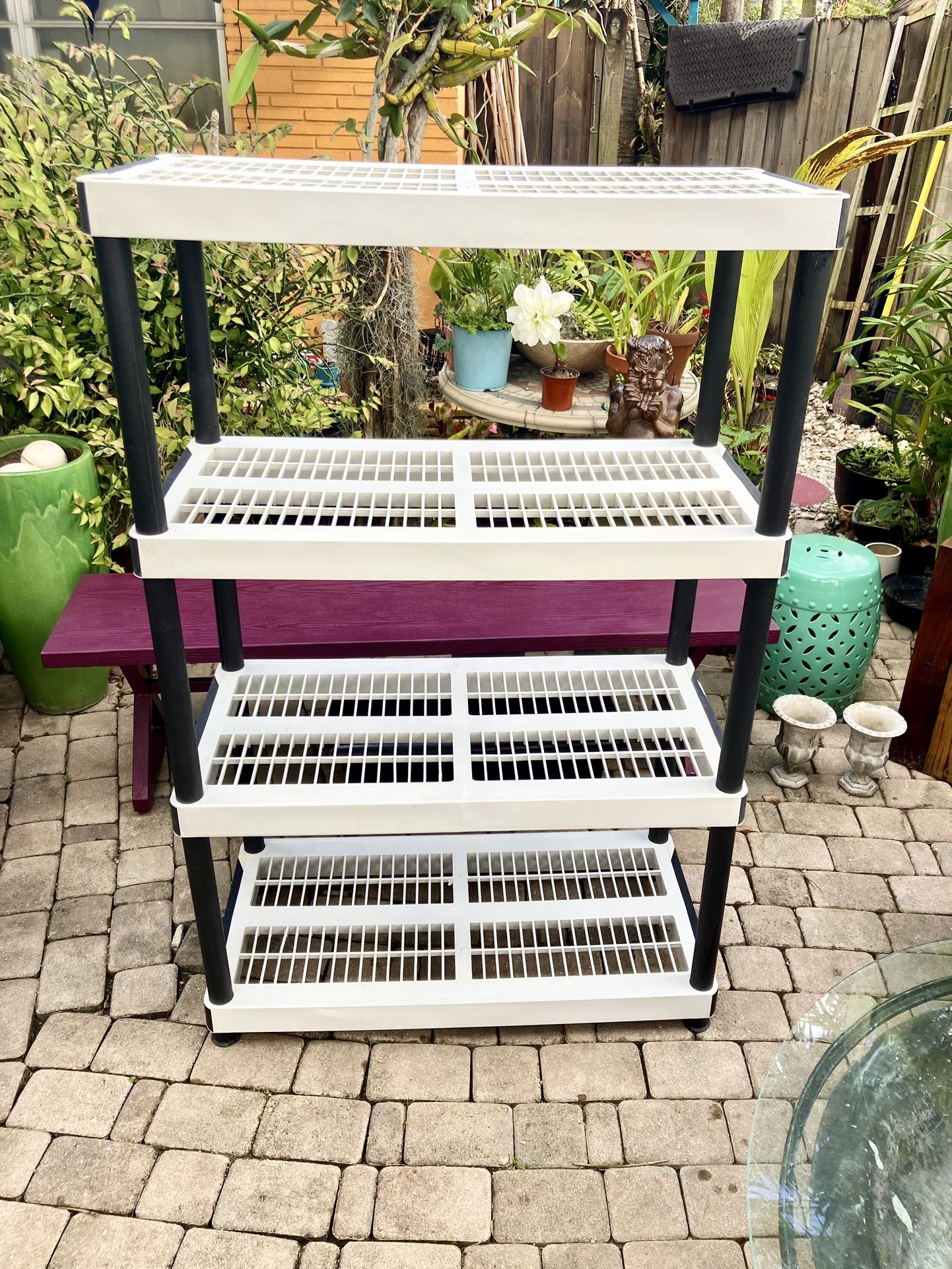 4 Tier Heavy Duty Plastice Storage Shelving: 36”W x 18”D x 56.5”H