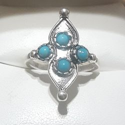 Sterling Silver Turquoise Bali Finger Ring 