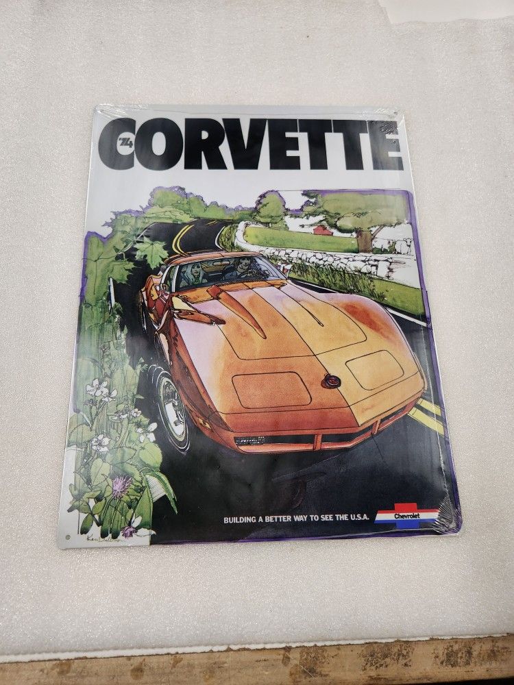 Chevy Corvette Muscle Car  Classic Ad Metal Sign 