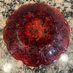 Red Glass Plate Small for tea