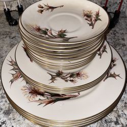 Flintridge China Thistle Pattern Vintage 19 Pc  Plate Set