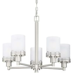 Doraimi Lighting 5-Light Frosted Glass Shade+Hollow Metal Shade Chandelier Light Fixture