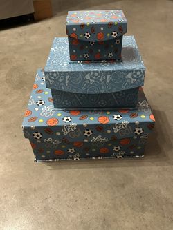 Blue Sports Themed Storage Boxes