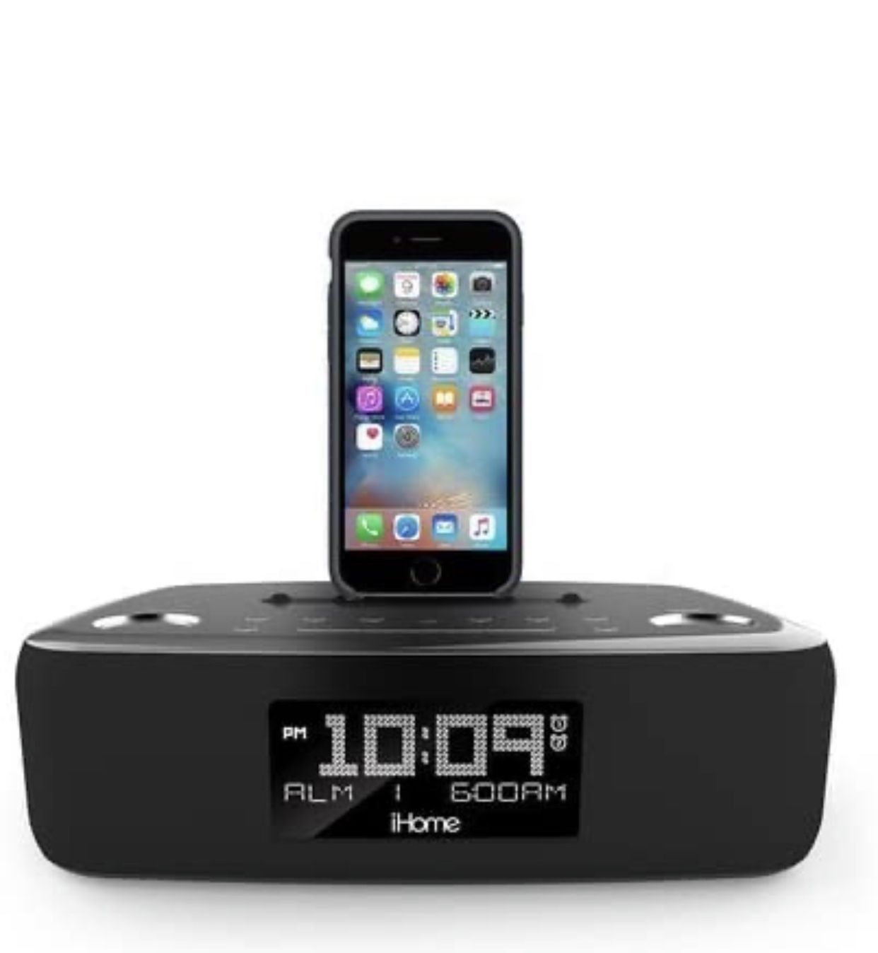 iHome iDL44 Lightning Dock Dual Clock Radio with USB Charge/Play for iPhone 5/5S & 6/6Plus & All iPad Models with Lightning Connector - Newest Model (
